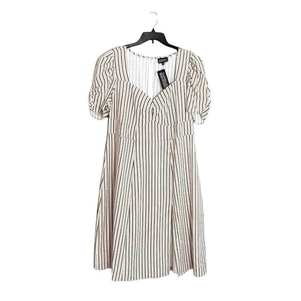 Danielle Bernstein Brown Black Stripe Midi Slit Dress Sweetheart sz 18W NEW